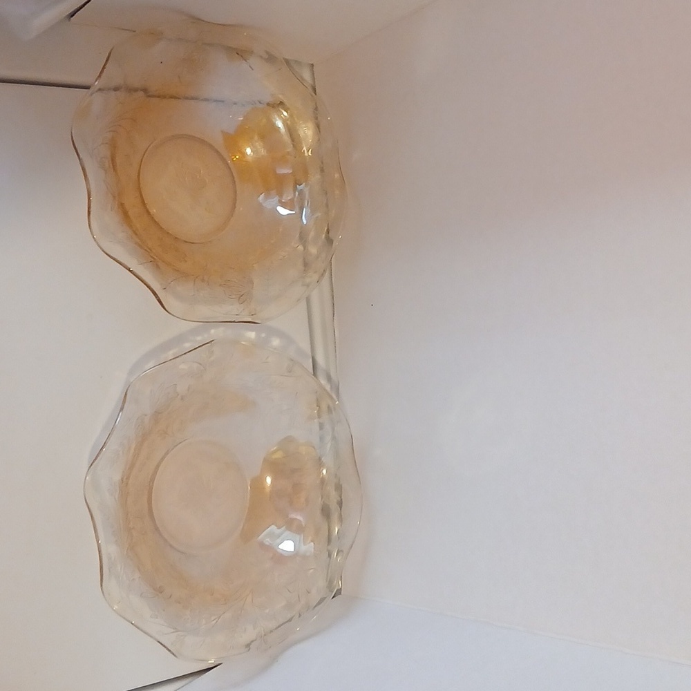 Vtg Jeannette Floragold Louisa Ruffled Carnival Glass Bowls